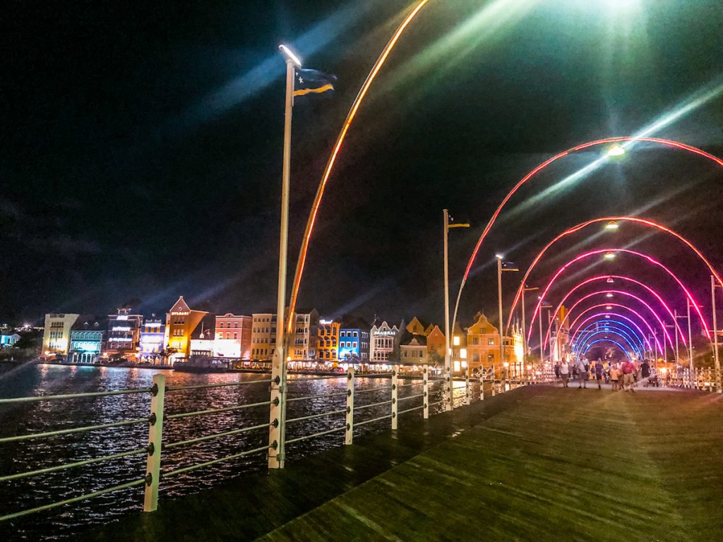 View on the Queen Emma Bridge during the night, Curacao