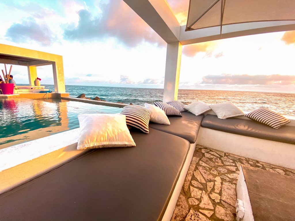 View on the incredible sunset from the Saint Tropez Pool Lounge, Curacao