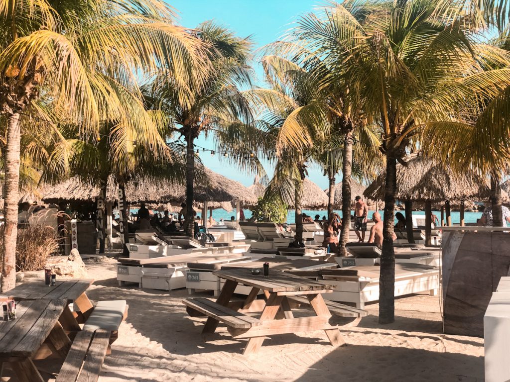 One of the beach clubs in the Mambo Beach, Curacao