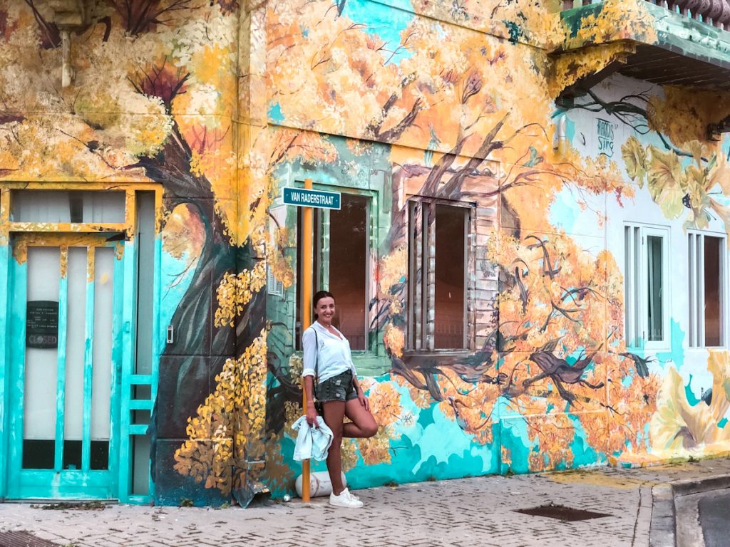 One of the painted buildings in the Street Art Skalo, Curacao